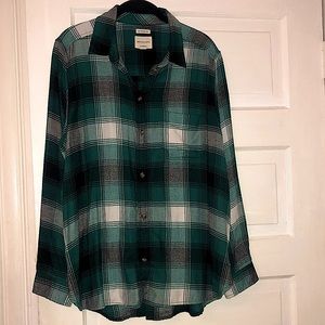 American Eagle Plaid Teal/Green Flannel